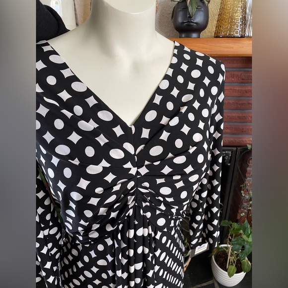 Geometric black and white dress Leslie Fay - Picture 2 of 5
